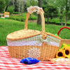 Wicker Basket With Handle - Hand Woven Natural Wicker Storage Basket for Home Decor and Kitchen Organization