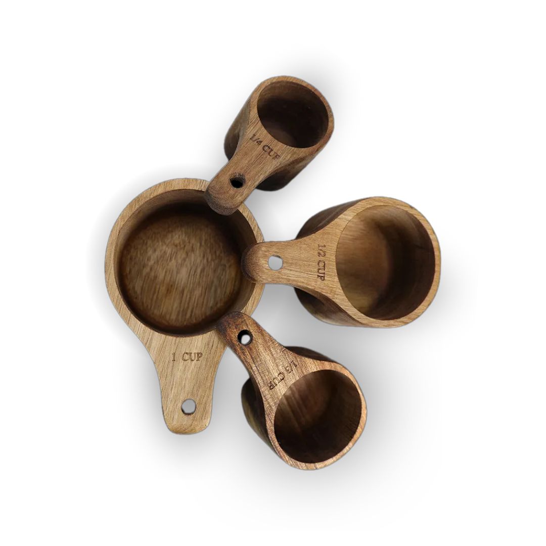 Wooden Measuring Cups - Cute Small Set for Baking & Kitchen Use