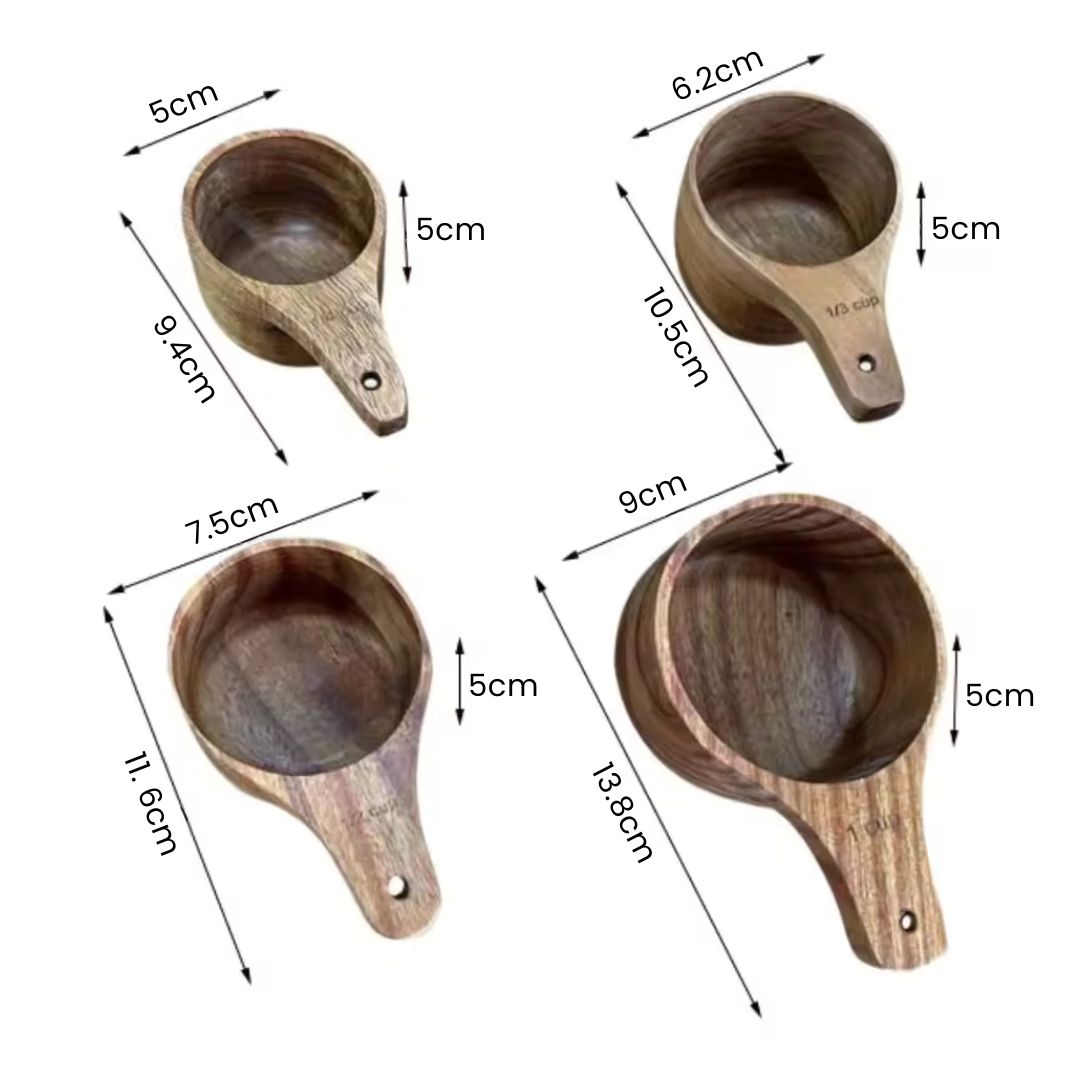 Wooden Measuring Cups - Cute Small Set for Baking & Kitchen Use