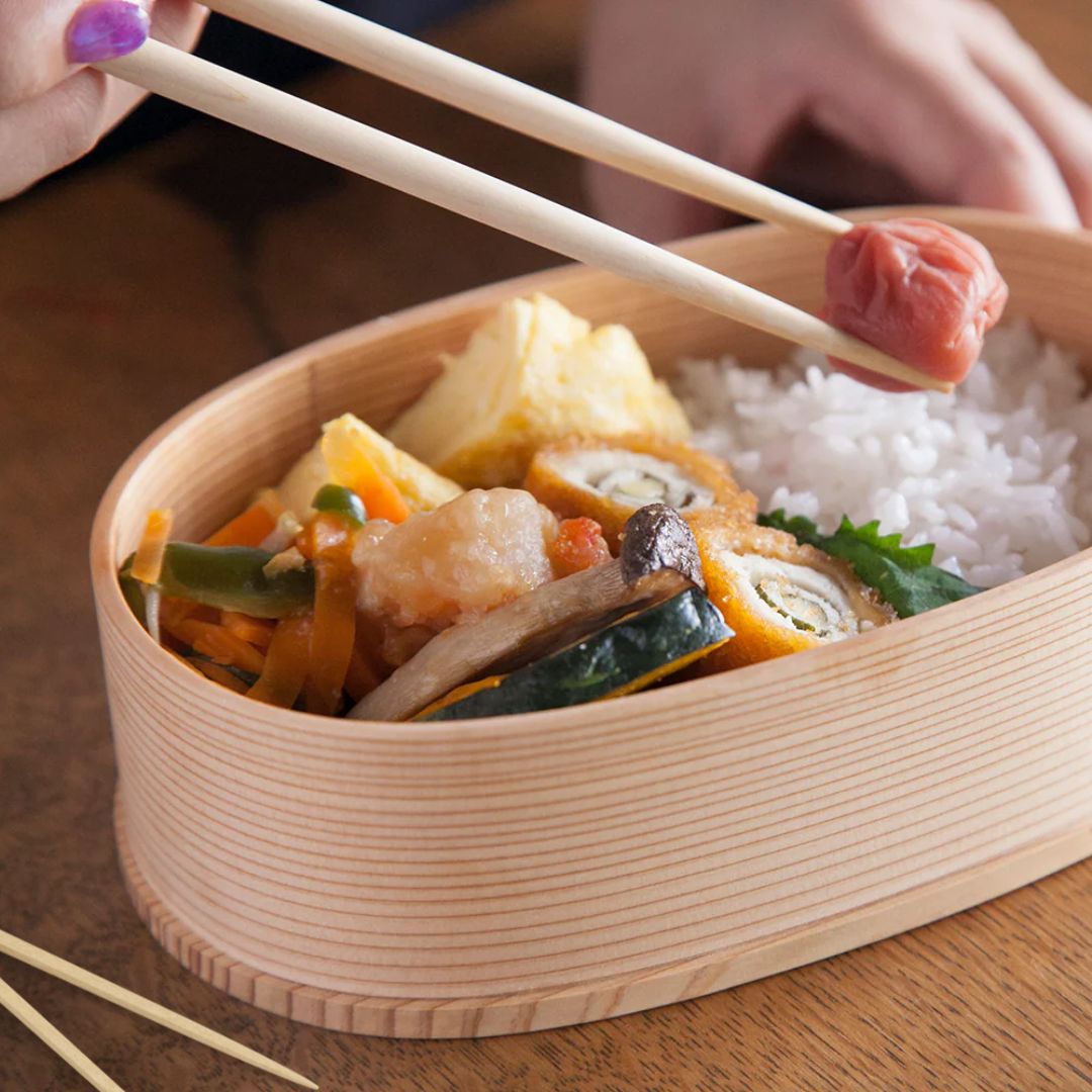 Wooden Bento Box - Traditional Lunch Box with Compartments, Portable and Reusable Meal Container