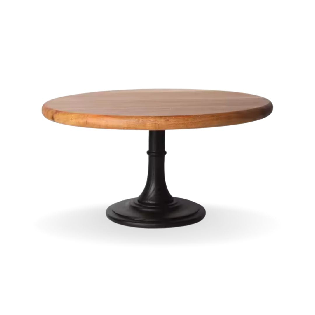 Wooden Cake Stand - Natural Acacia, Rustic Round Design for Weddings, Parties & Desserts