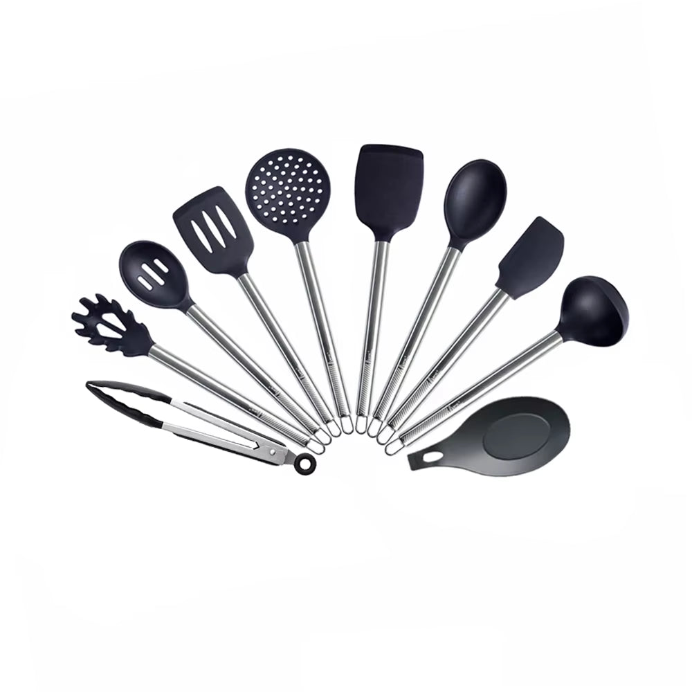 Black Silicone Kitchen Utensils - Modern & Durable Food Grade Cooking Tools