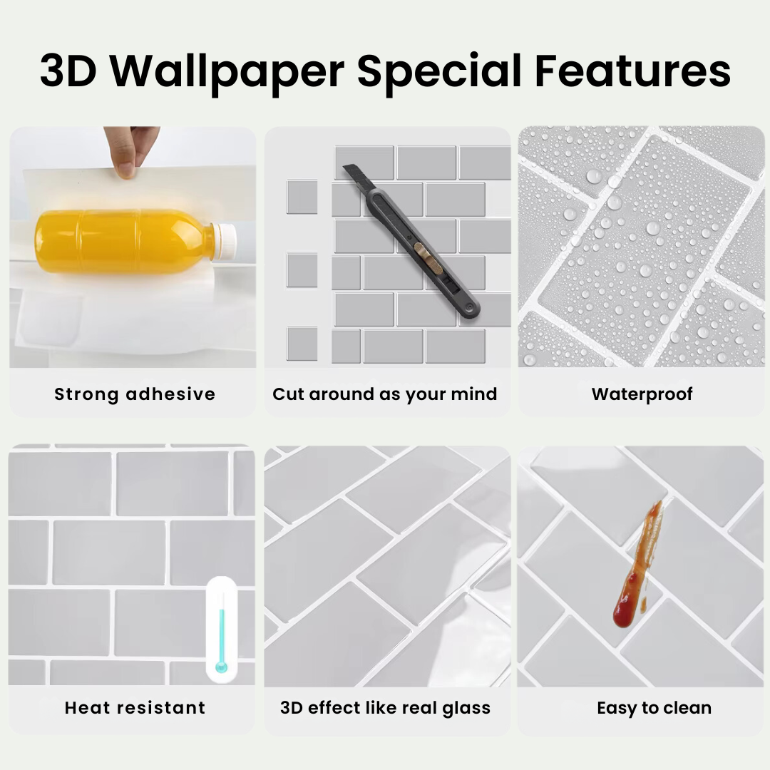 awesome features of 3d subway tile wallpaper