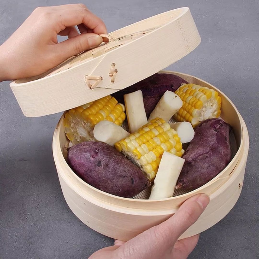 Bamboo Steamer - Dumpling Basket for Fish, Vegetables, Rice & More