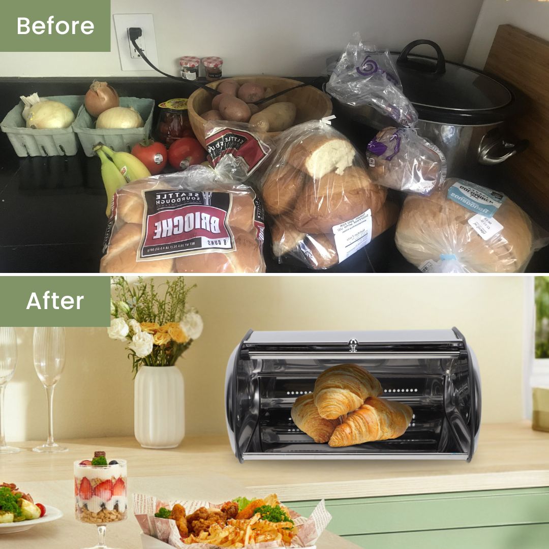 Bread Box - Large Bread Storage with Lid, Multi Use Bread Bin for Kitchen