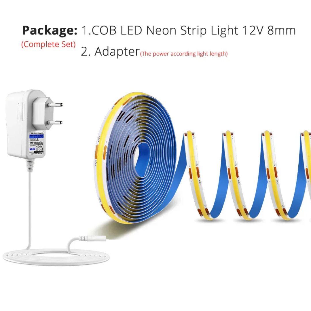 COB LED Strip - Dimmable Battery Operated LED Tape Lights With Remote Control & Touch Sensor