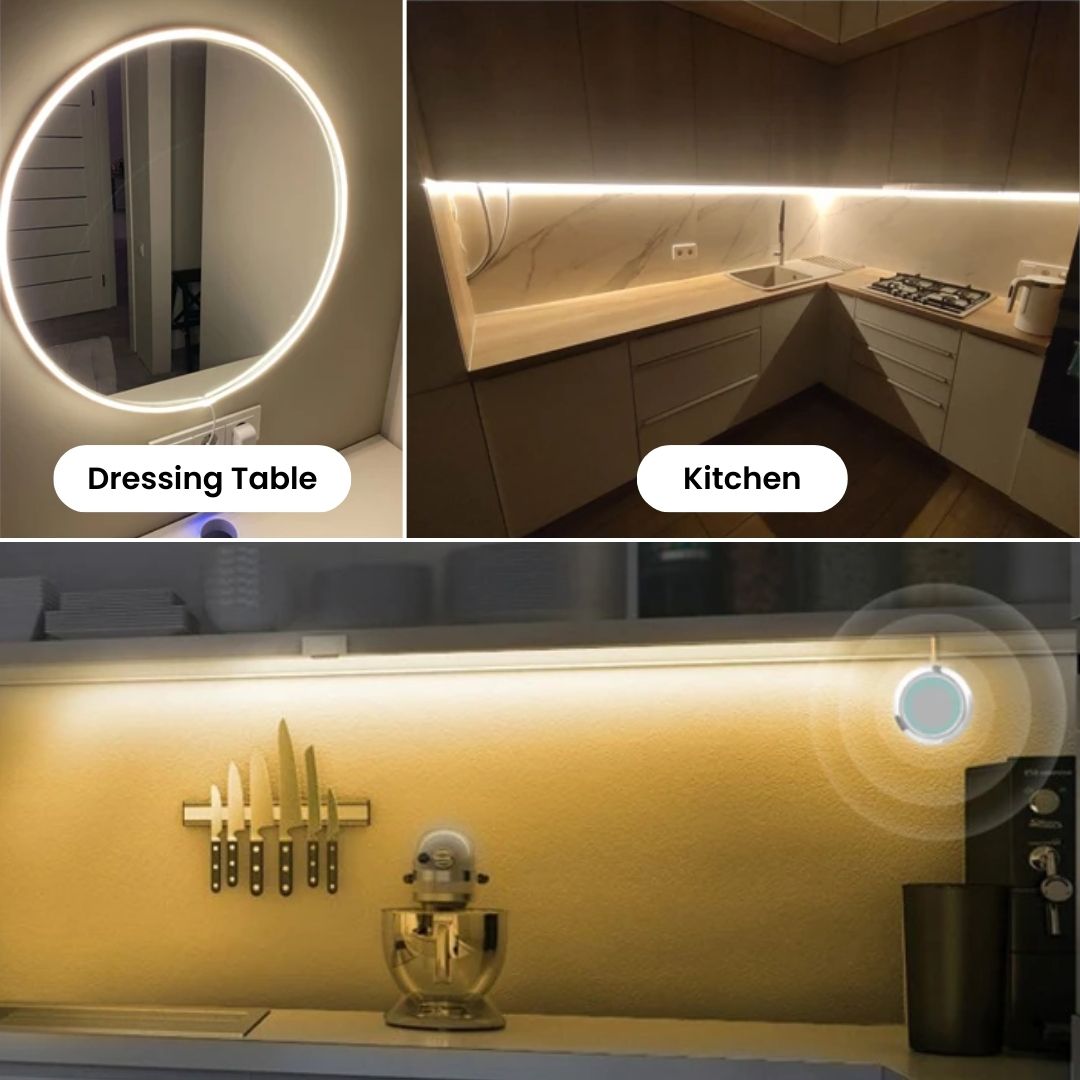 COB LED Strip - Dimmable Battery Operated LED Tape Lights With Remote Control & Touch Sensor