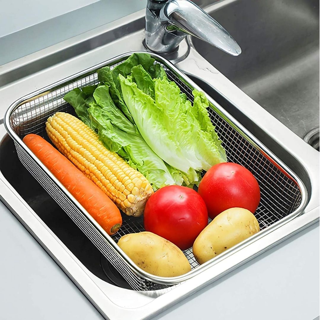 Sink Colander - Fine Mesh Drain Basket for Fruit & Vegetable Washing