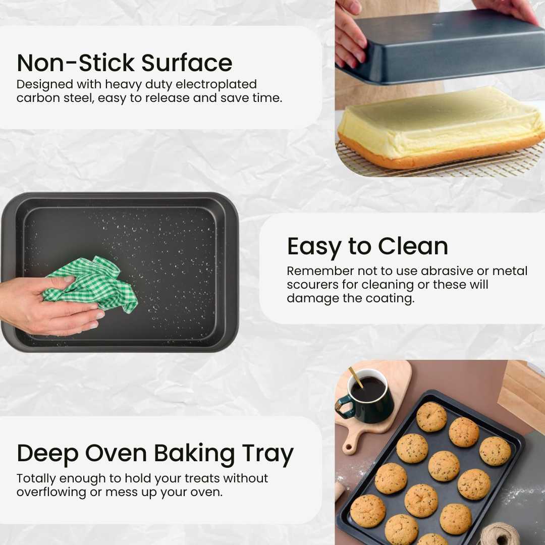 Cookie Sheet Tray - Non Toxic Baking Tray for Oven and Non Stick Carbon Steel Sheet Pan