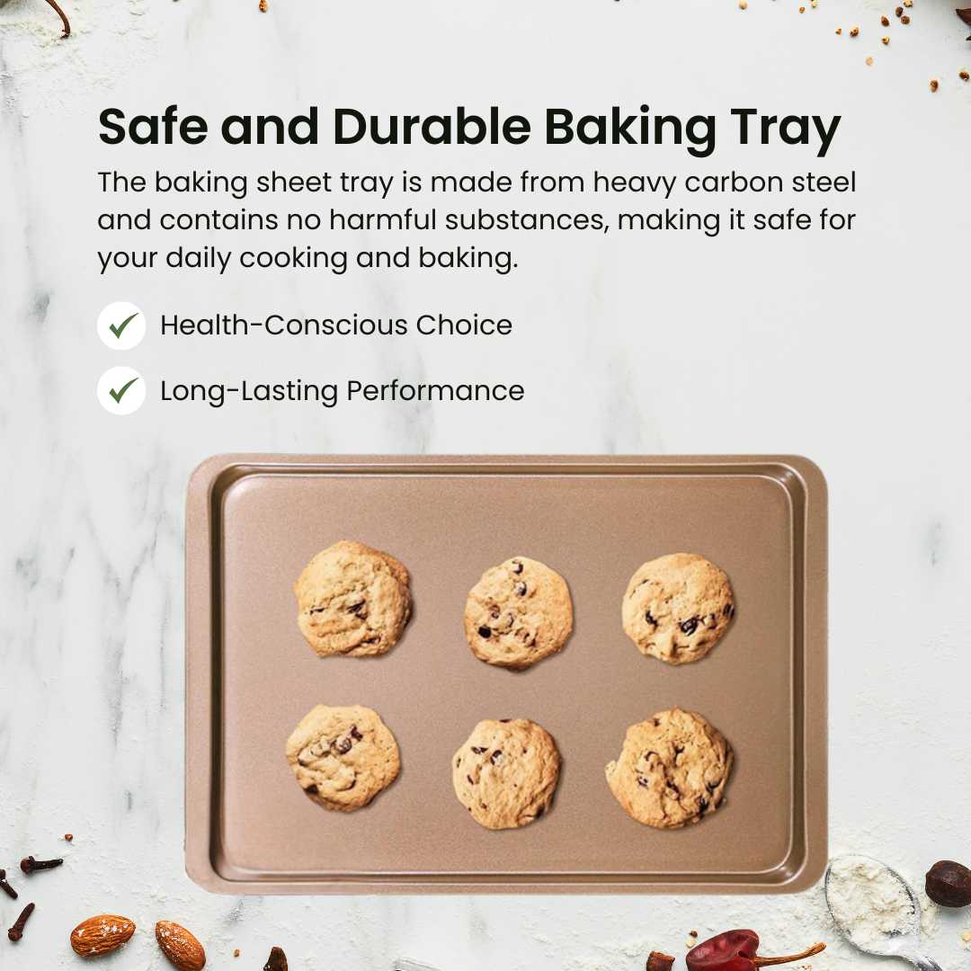 Cookie Sheet Tray - Non Toxic Baking Tray for Oven and Non Stick Carbon Steel Sheet Pan