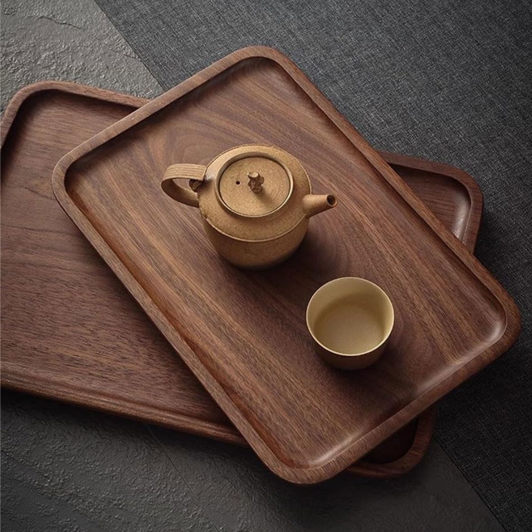 Tea Tray - Solid Acacia Wood Serving Tray & Decorative Coffee Tray