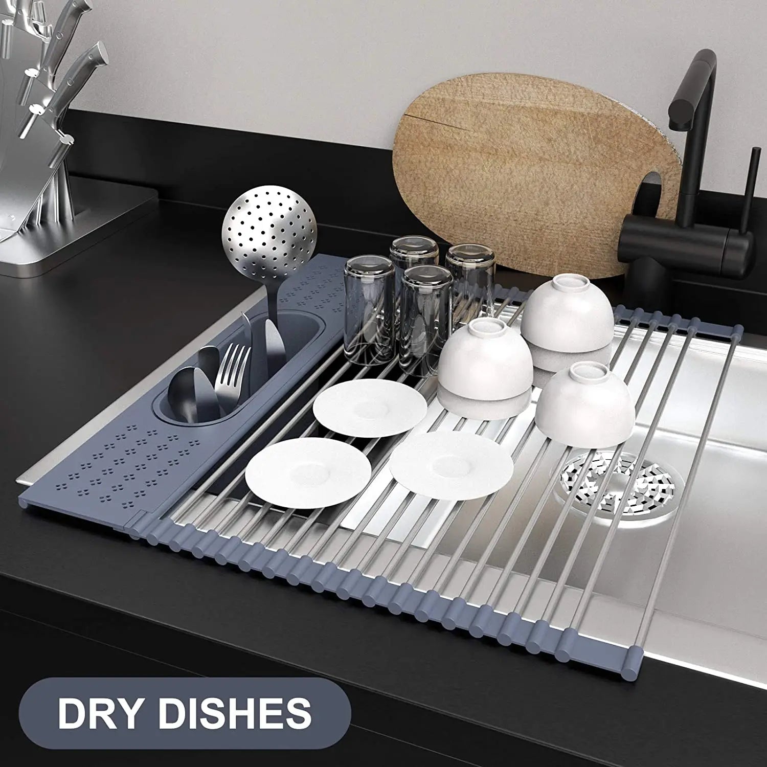 dish drying rack A L51W37.5Cm Grey