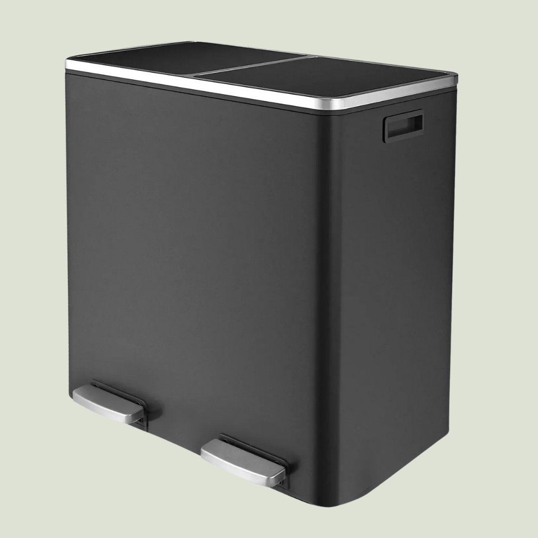 dual trash can for kitchen black