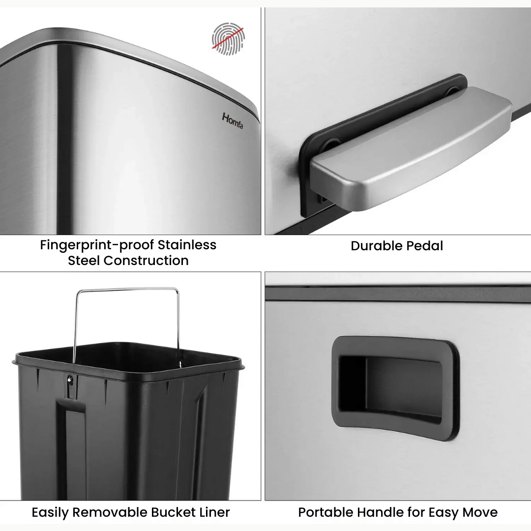 dual trash can for kitchen fingerprint-proof