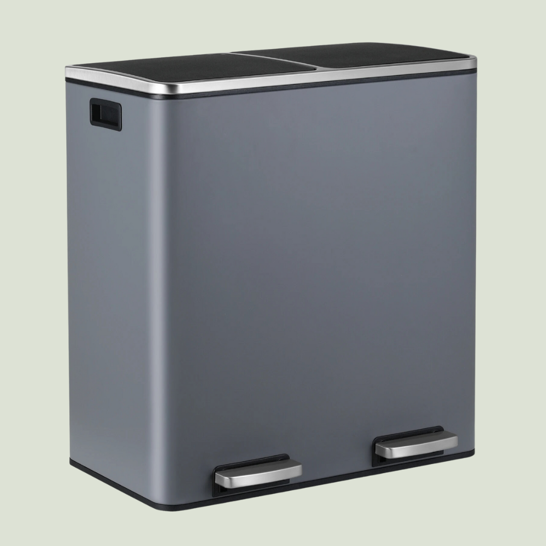 dual trash can for kitchen grey