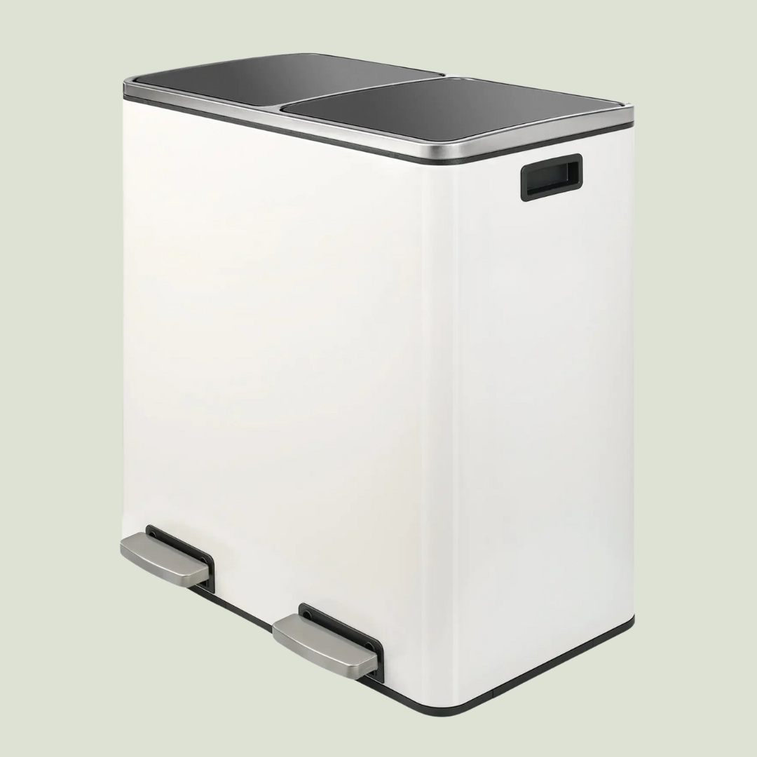 dual trash can for kitchen white