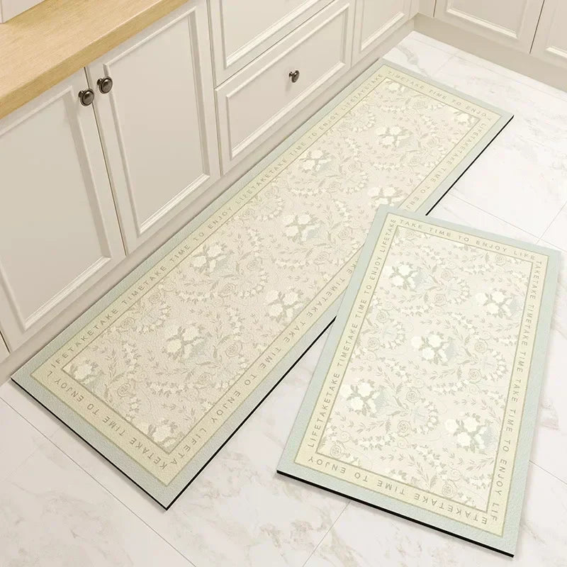 floral kitchen mat ivory blossom