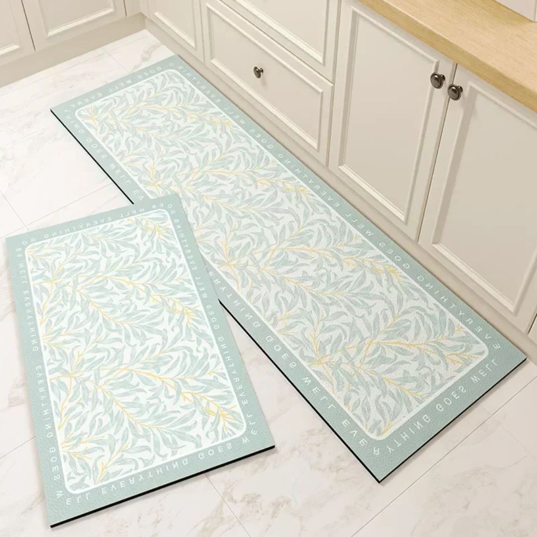 Floral Kitchen Mat – Waterproof, Non-Slip, Anti-Fatigue Comfort for Kitchen & Entryways