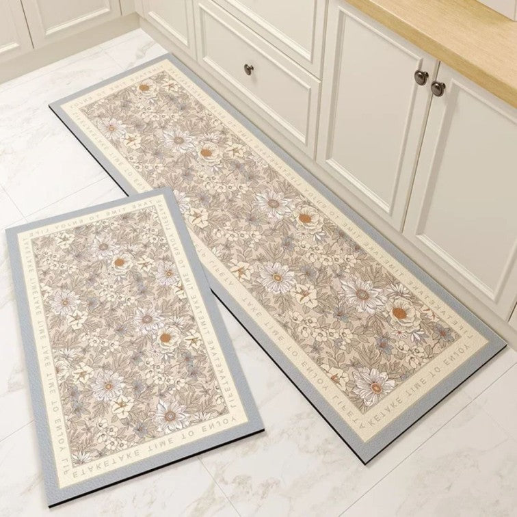 Floral Kitchen Mat – Waterproof, Non-Slip, Anti-Fatigue Comfort for Kitchen & Entryways