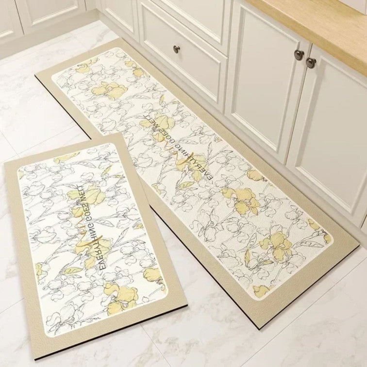 Floral Kitchen Mat – Waterproof, Non-Slip, Anti-Fatigue Comfort for Kitchen & Entryways