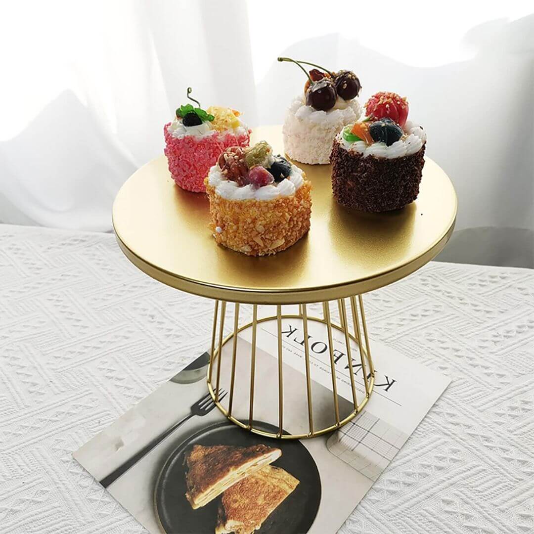 Gold Cake Stand - Metal Dessert Display Set, Wedding Party Cake Stand, Tray Platter for Serving