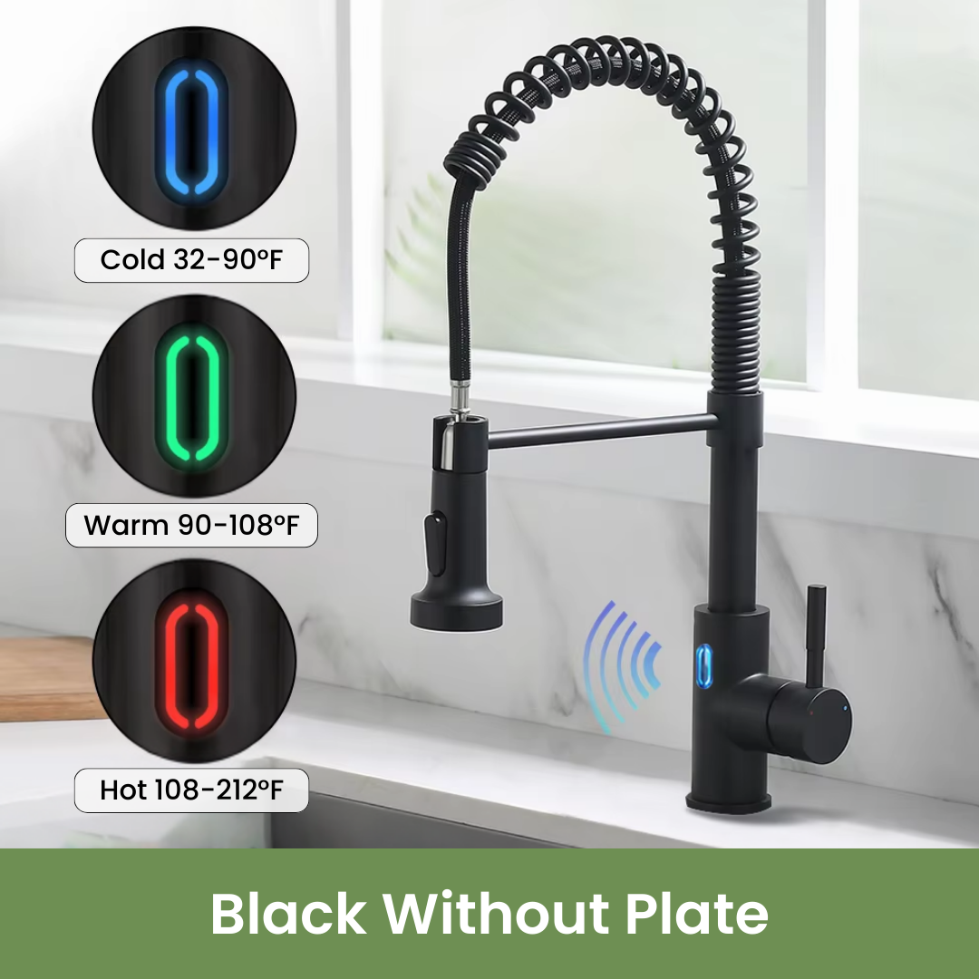 Hands-Free Kitchen Faucet, Black without Plate