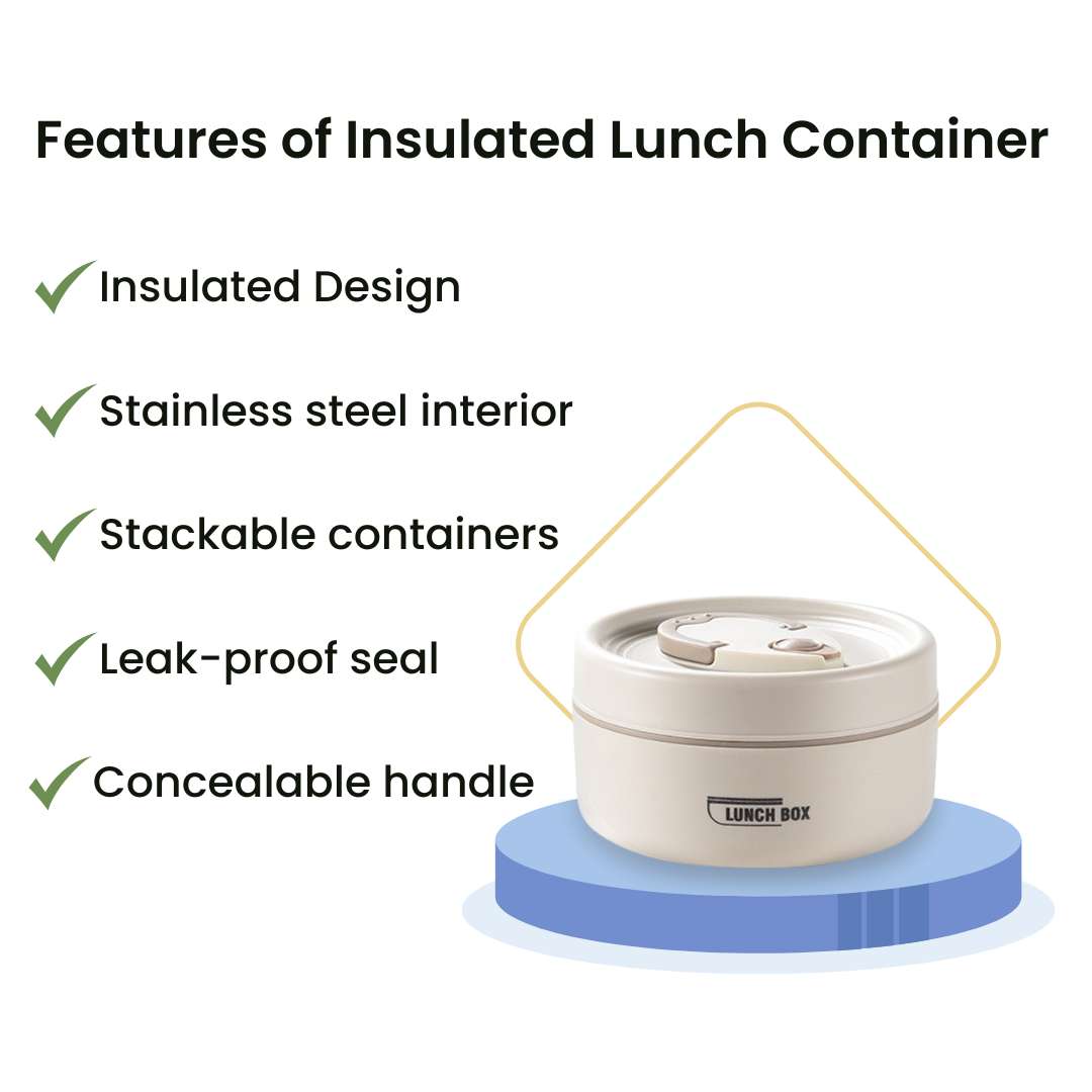 Insulated Lunch Container - Leak Proof Thermal Food Container for Work or School