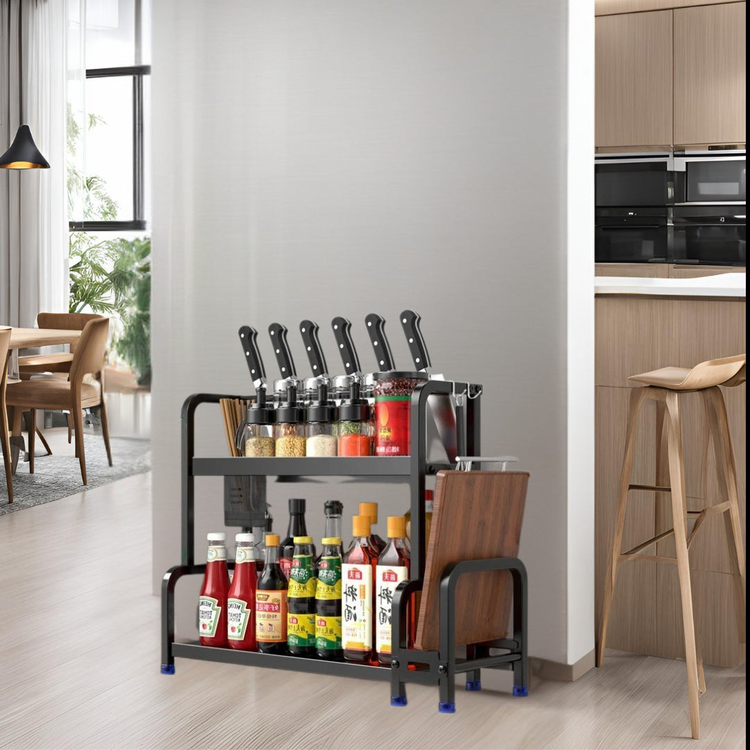 kitchen storage rack beside drawing room