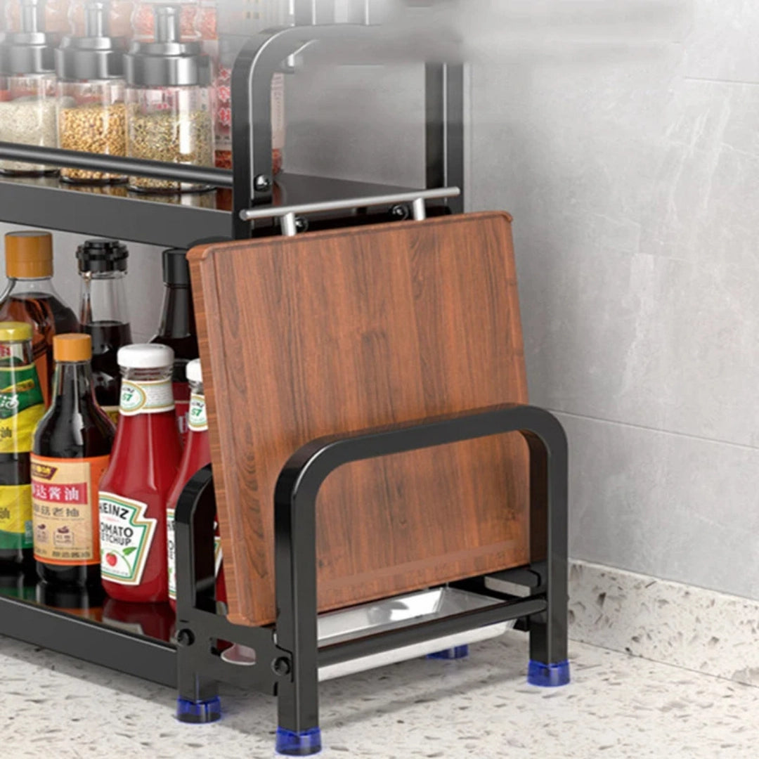 kitchen storage rack sleek black finish