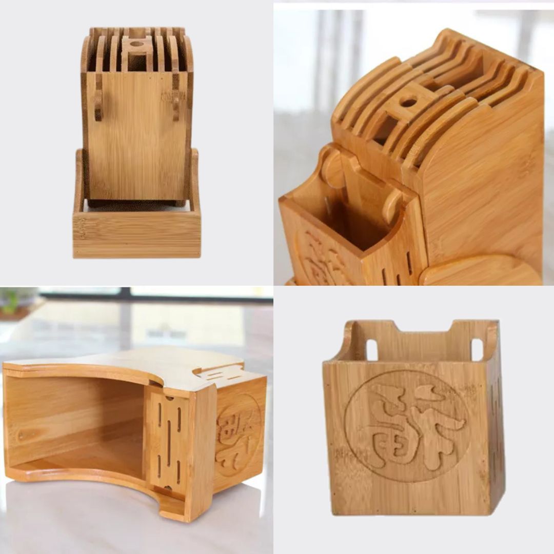 Knife Holder - Premium Wood Storage Shelf Rack for Gadgets, Scissors, Chopsticks, and Kitchen Organizers