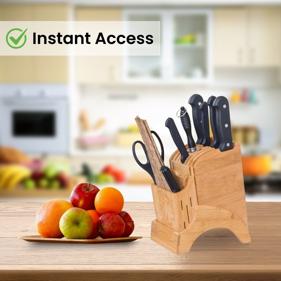 Knife Holder - Premium Wood Storage Shelf Rack for Gadgets, Scissors, Chopsticks, and Kitchen Organizers