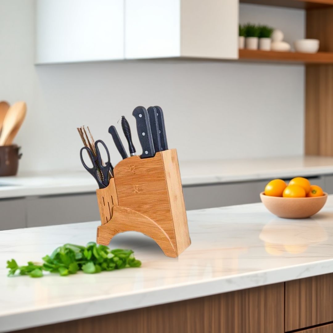 Knife Holder - Premium Wood Storage Shelf Rack for Gadgets, Scissors, Chopsticks, and Kitchen Organizers