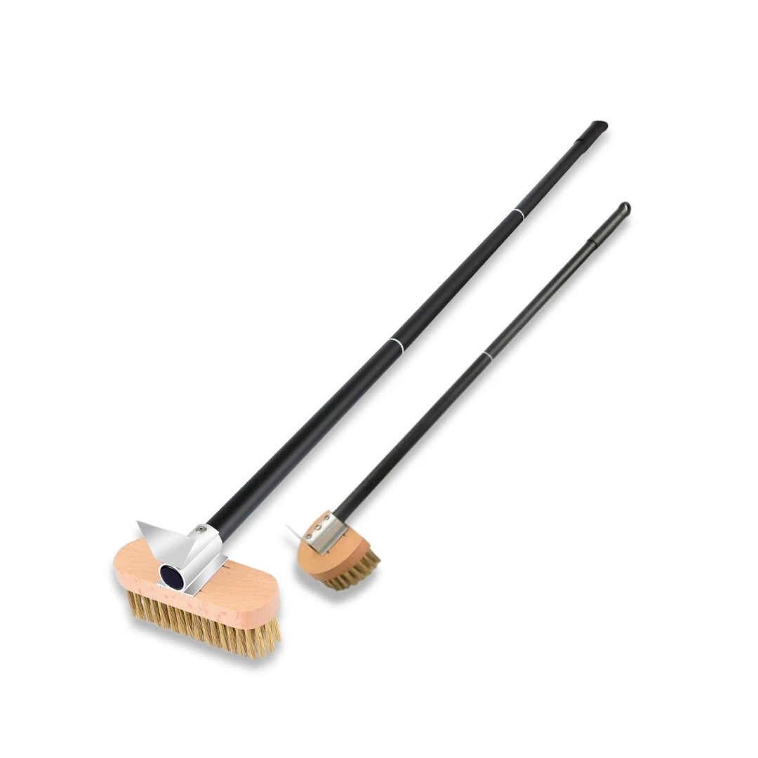 Pizza Oven Brush - Durable Pizza Oven Cleaning Brush with Wooden Handle and Stainless Steel Bristles