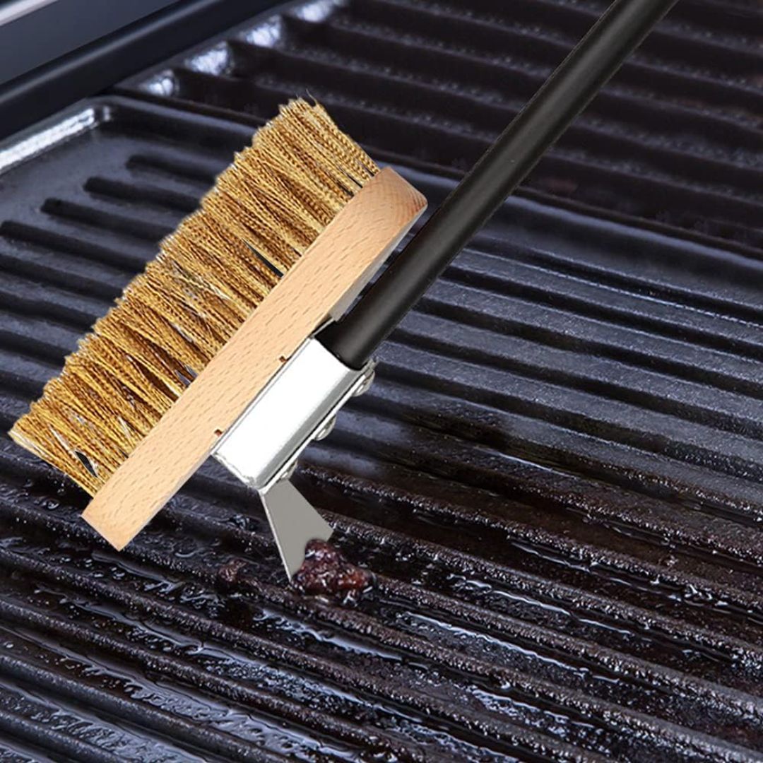 Pizza Oven Brush - Durable Pizza Oven Cleaning Brush with Wooden Handle and Stainless Steel Bristles