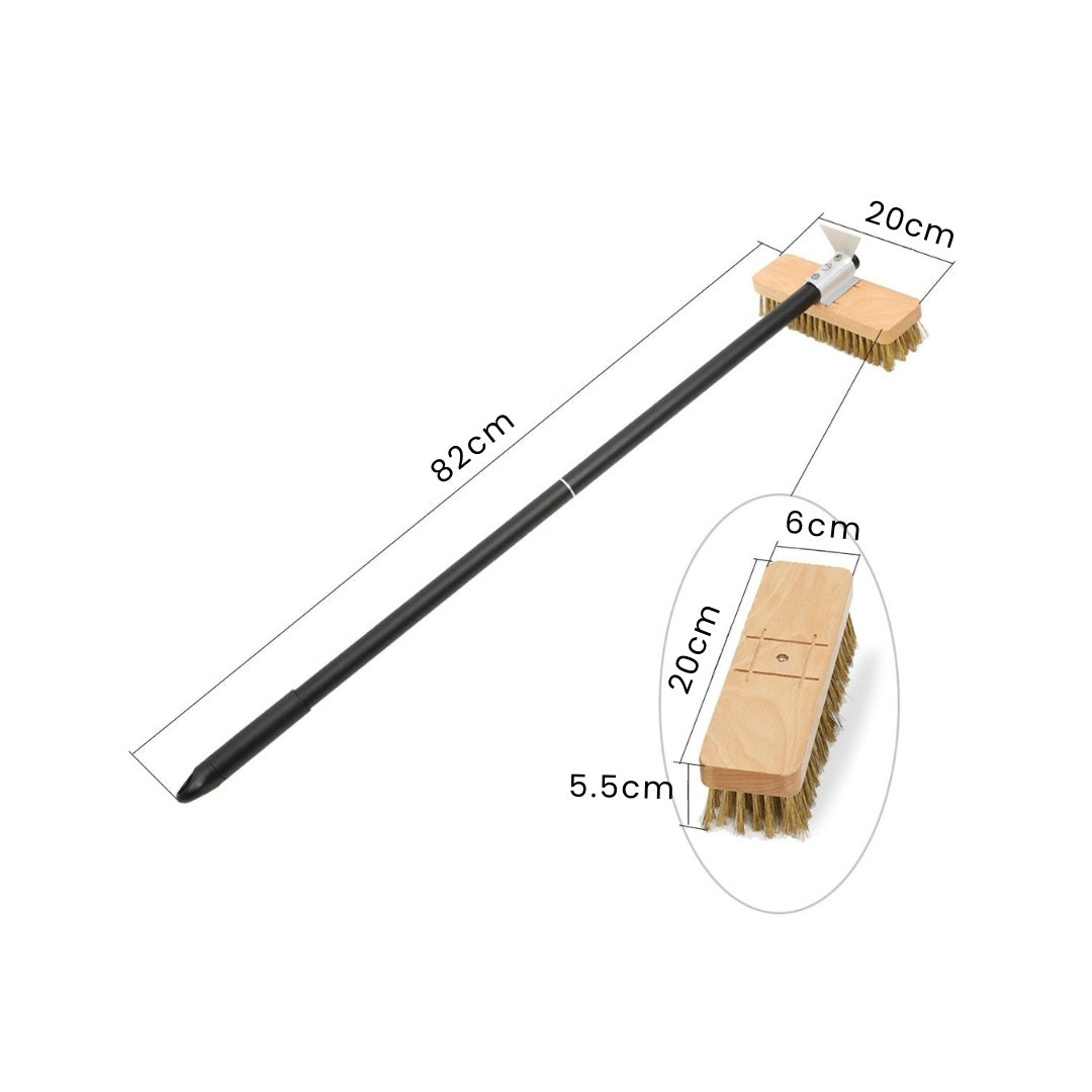 Pizza Oven Brush - Durable Pizza Oven Cleaning Brush with Wooden Handle and Stainless Steel Bristles