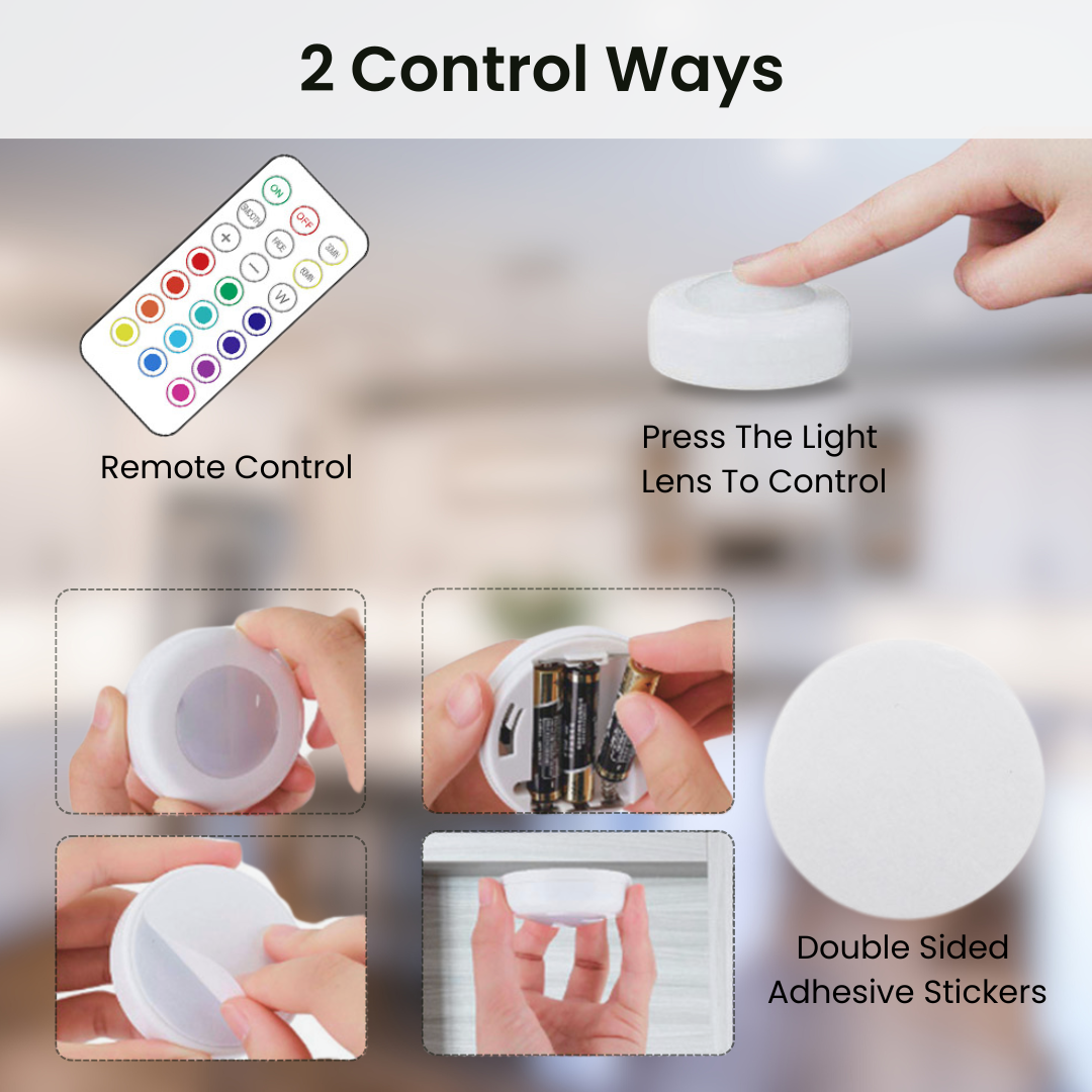 Puck Lights with Remote – 2 control ways