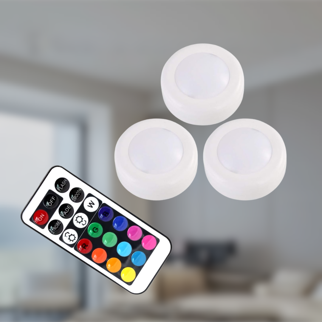 Puck Lights with Remote - 3 lamp