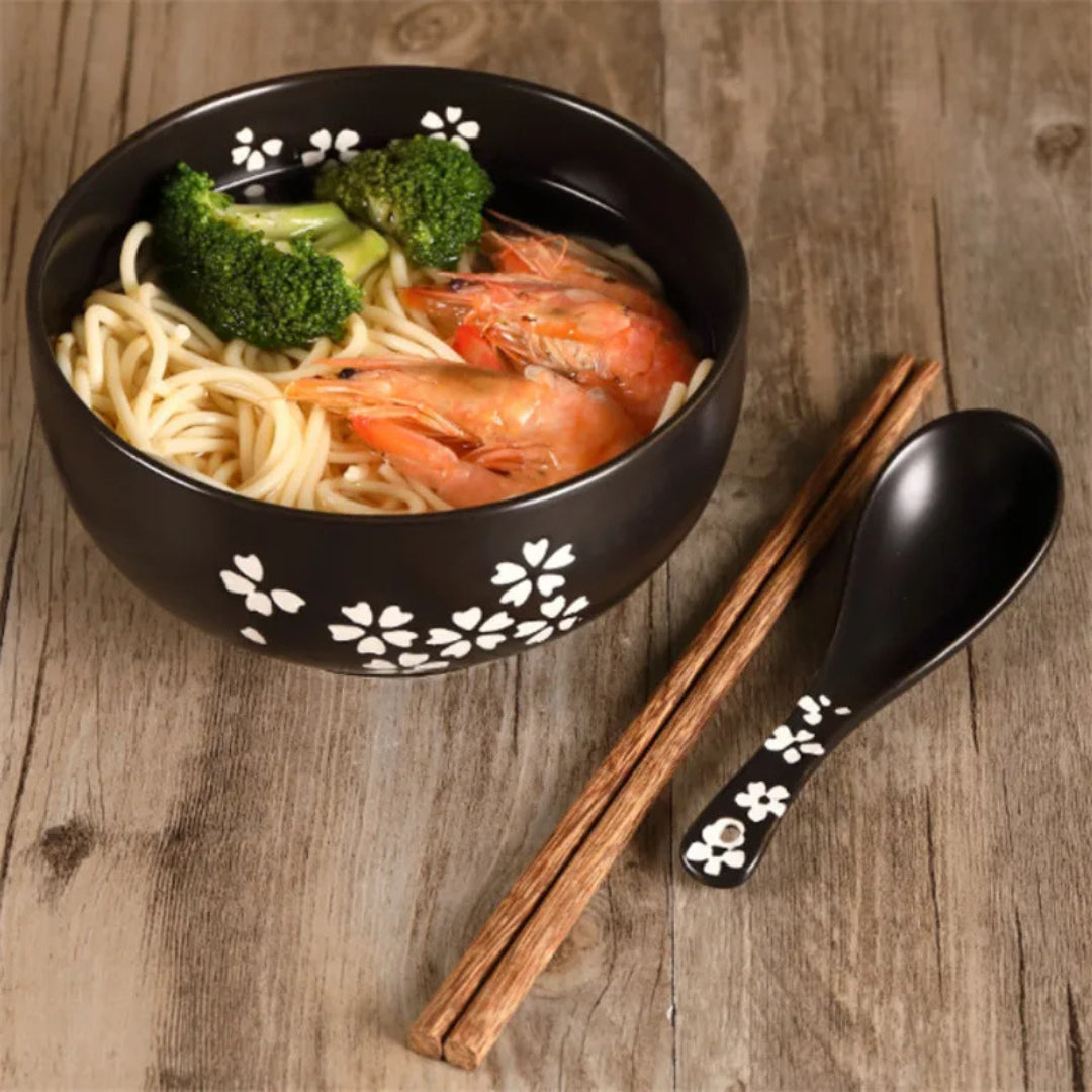 ramen bowl set with spoon and chopsticks