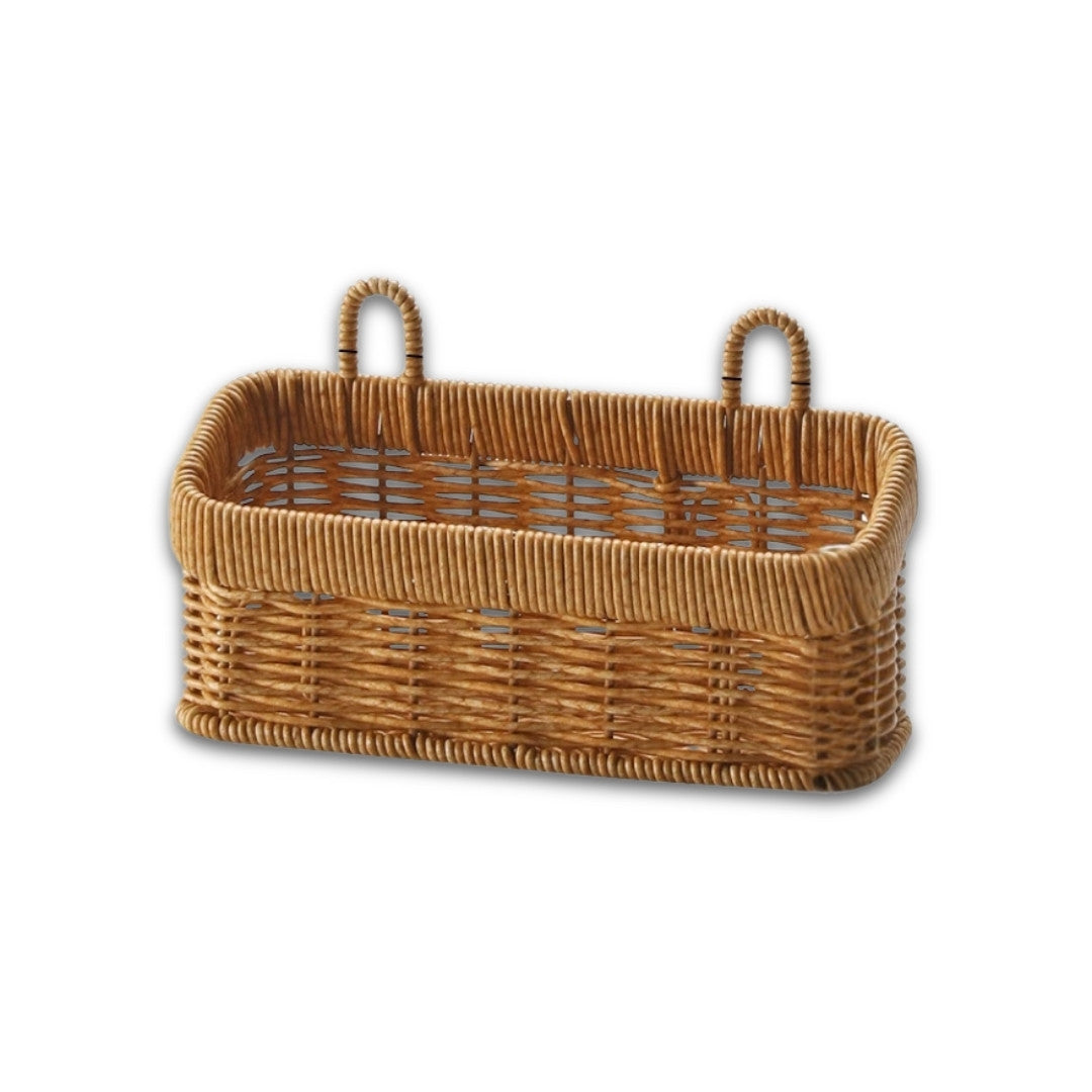 Rattan Hanging Basket - Kitchen Wall Storage Woven Holder & Wicker Planter