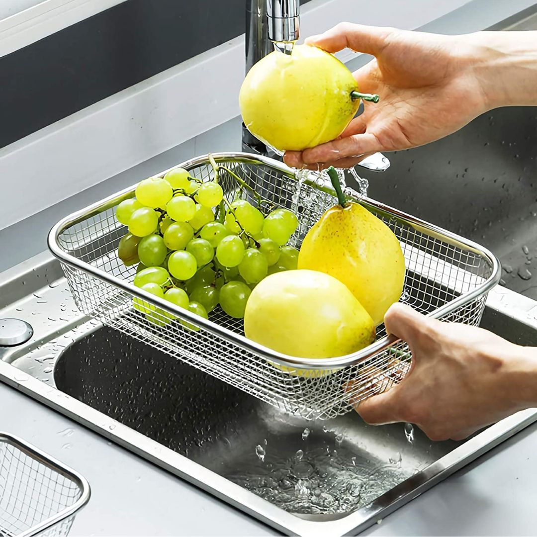 Sink Colander - Fine Mesh Drain Basket for Fruit & Vegetable Washing