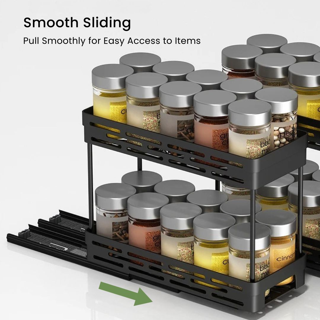 Spice Racks for Cabinets - Pull Out Organizer for Counter & Pantry