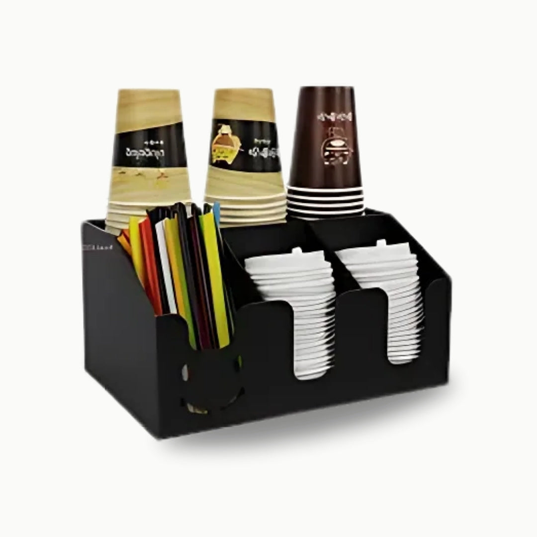 Straw Holder - Multi-Compartment Cup Storage Rack and Reusable Straw Organizer for Home and Office