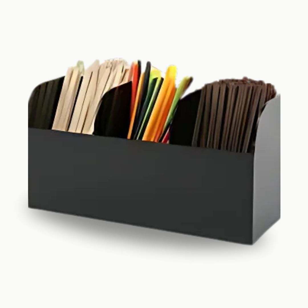 Straw Holder - Multi-Compartment Cup Storage Rack and Reusable Straw Organizer for Home and Office