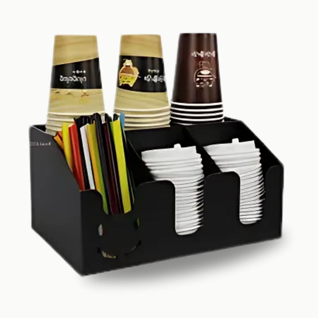 Straw Holder - Multi-Compartment Cup Storage Rack and Reusable Straw Organizer for Home and Office