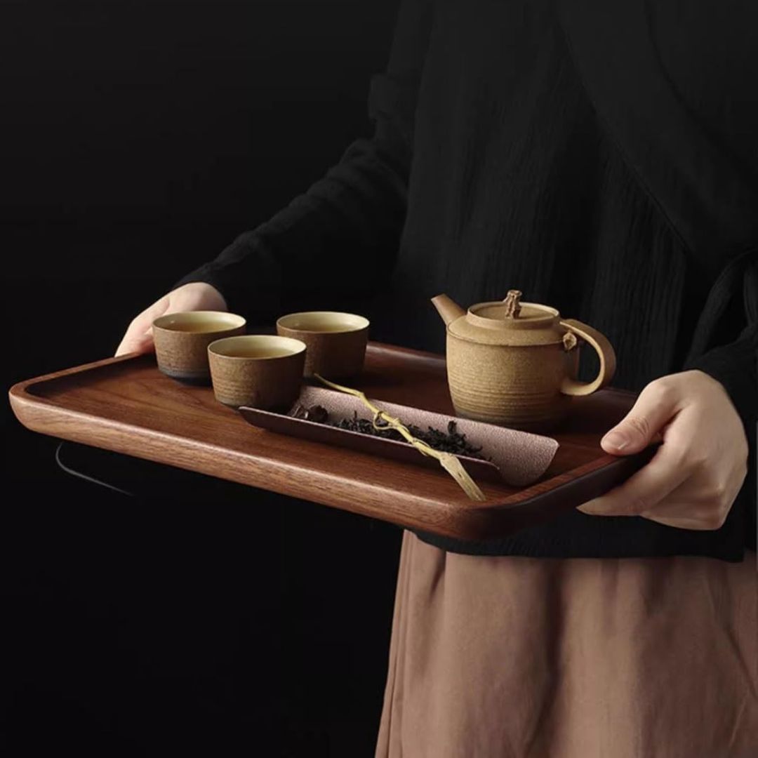 Tea Tray - Solid Acacia Wood Serving Tray & Decorative Coffee Tray