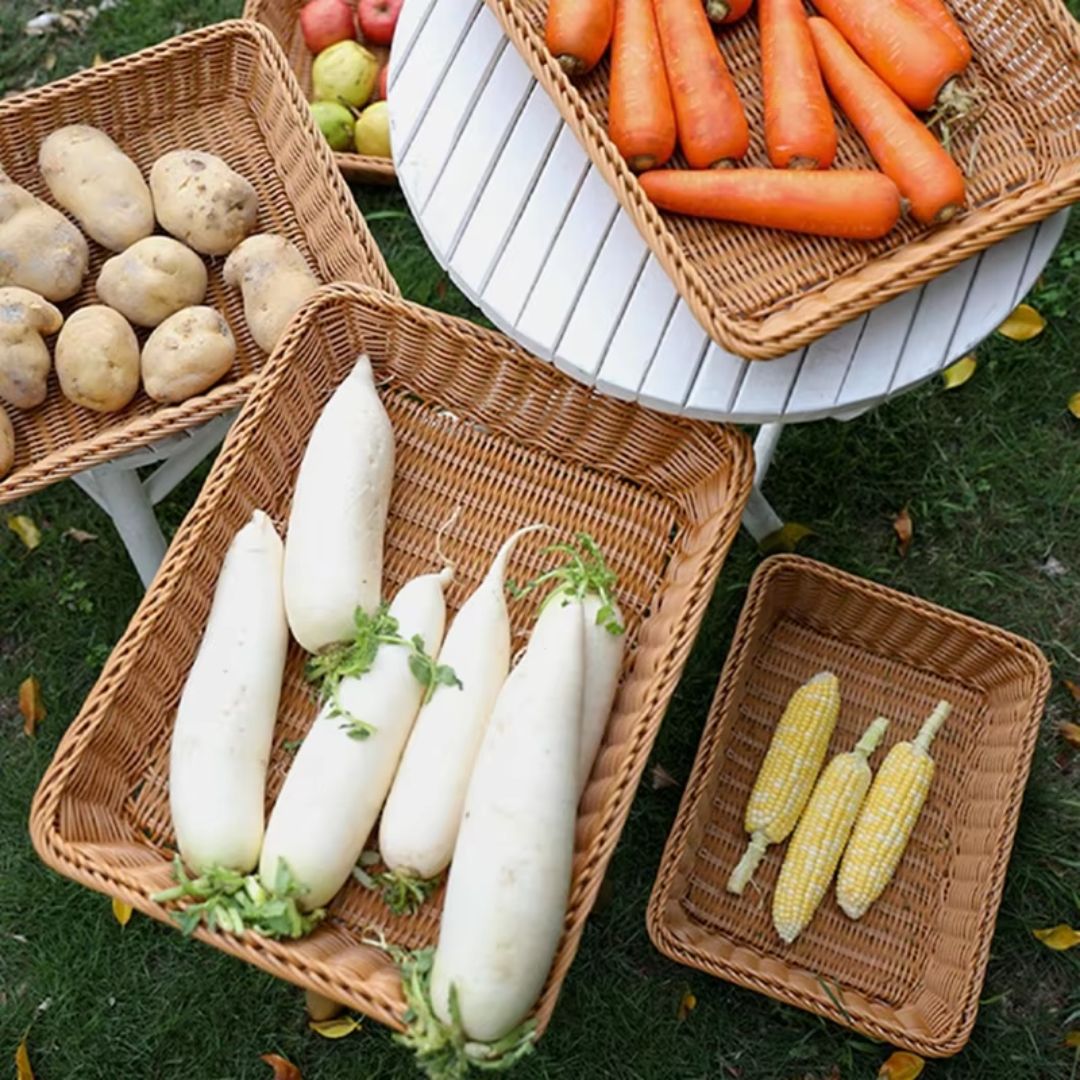 Vegetable Basket - Hand Woven Vegetable & Fruit Organizer for Kitchen