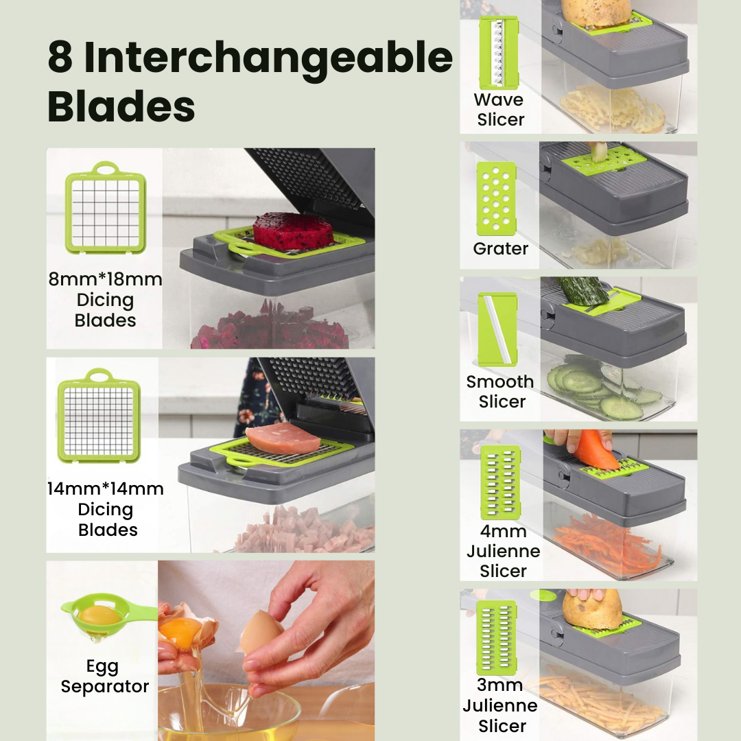 Vegetable  Chopper 8 Interchangeable Blades