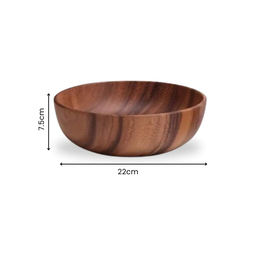 Wooden Dough Bowl - Acacia Mixing Bowl for Foods and Kitchen Storage