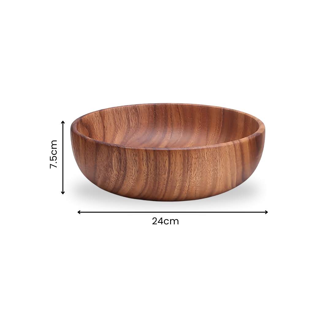 Wooden Dough Bowl - Acacia Mixing Bowl for Foods and Kitchen Storage