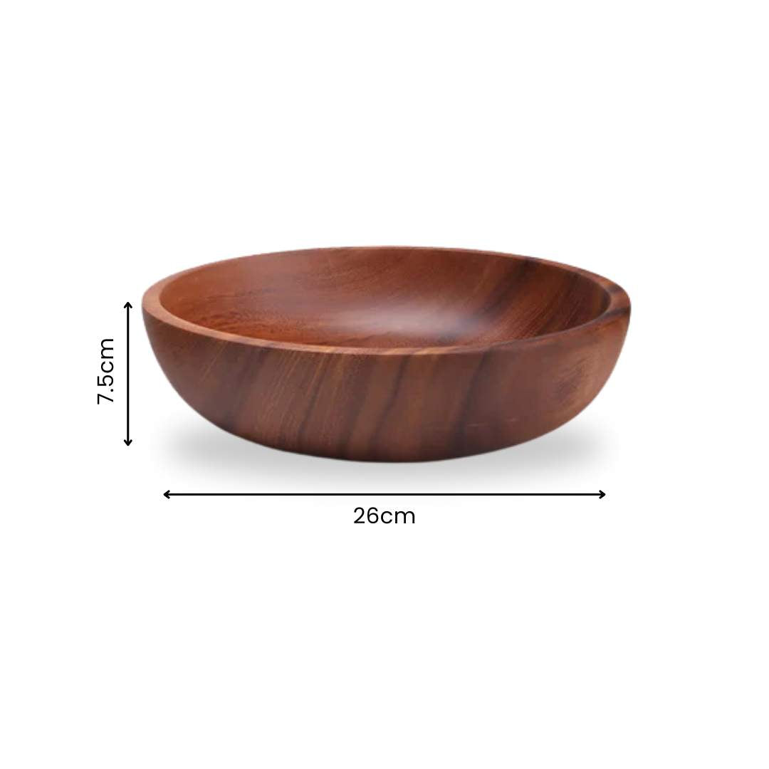 Wooden Dough Bowl - Acacia Mixing Bowl for Foods and Kitchen Storage